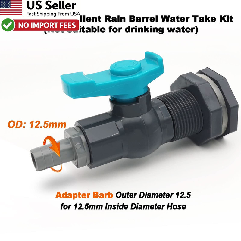 Rain Barrel Spigot PVC Faucet Kit Bulkhead Fitting Ball Valve Hole Saw FROM USA gallery