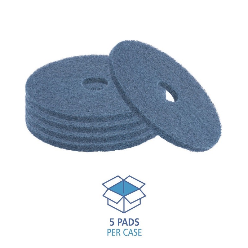 Boardwalk 4016BLU 16 in. Heavy-Duty Scrubbing Floor Pads - Blue (5/Carton) New gallery