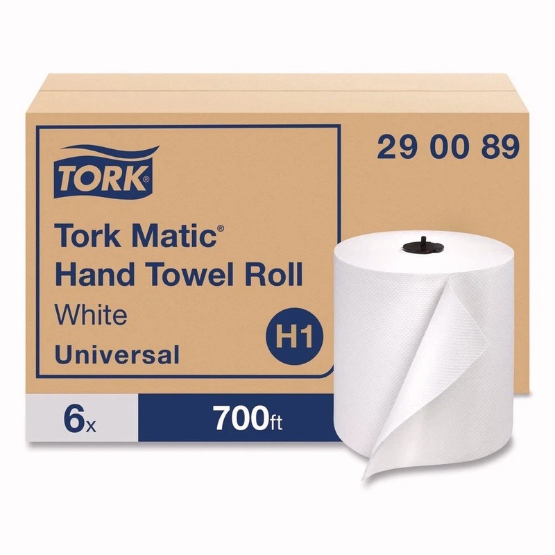 Tork 290089 1-Ply 7.7″ x 700′ Advanced Matic Hand Towel Roll – WHT(6/Carton) New
