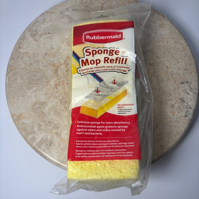 Rubbermaid Sponge Mop Refill G011 Yellow Cellulose Antimicrobial G012 1-Pack