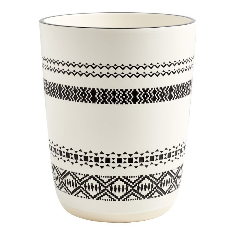 Boho Chic Wastebasket Black, Ceramic, Adult
