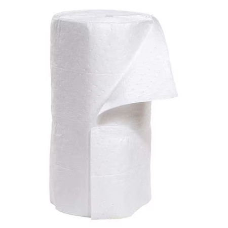 Spilltech Wrb150m Sorbent Roll, 46 Gal, 30 In X 150 Ft, Oil, White,