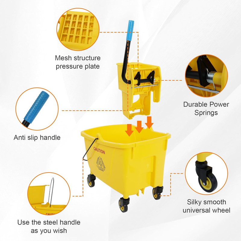 35 Quart Commercial Mop Bucket with Wringer & Mop Set, No Frequent Water Change gallery