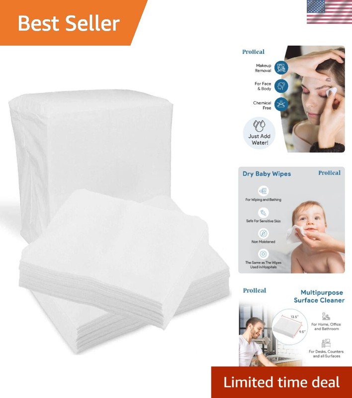 200 Pack Ultra Soft Disposable Dry Wipes for Sensitive Skin & Cleansing Tasks