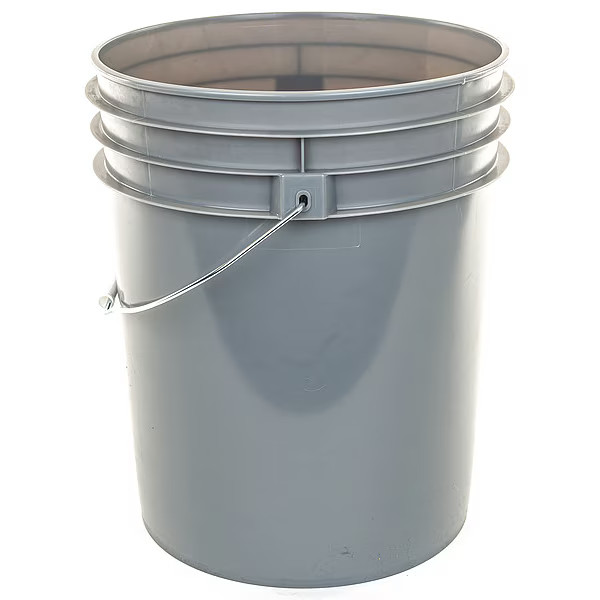 Basco 5 gal Round Storage Pail, Gray, High Density Polyethylene ROP2150GRAY-M