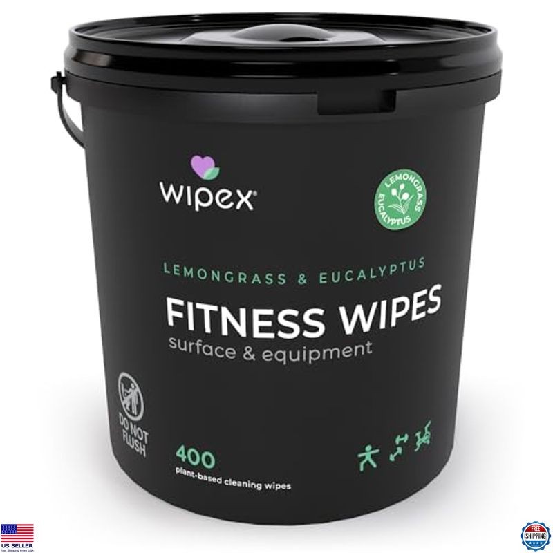 Wipex Yoga Mat Cleaner Wipes – Eco-Friendly Lemongrass & Eucalyptus – 400 Count