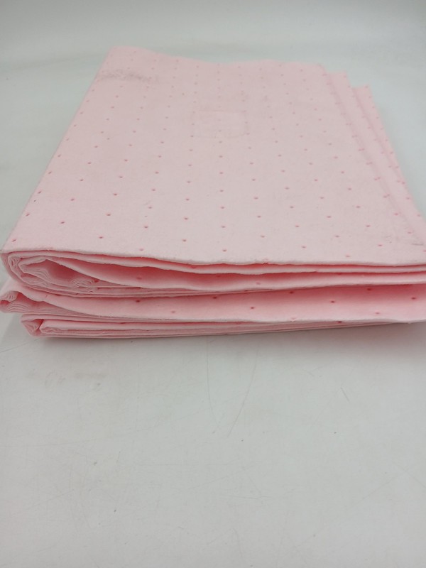 PIG Absorbent Spill Pads Pink Perforated Mat Sheets Chemical Cleanup Industrial gallery