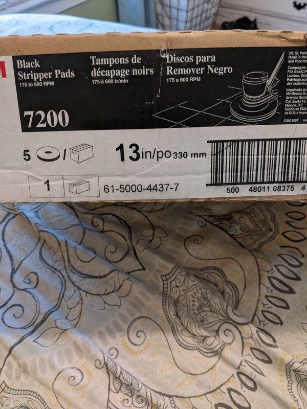 BOX of 5 3M Black 7200 Stripper Pads 13″ 175-600RPM