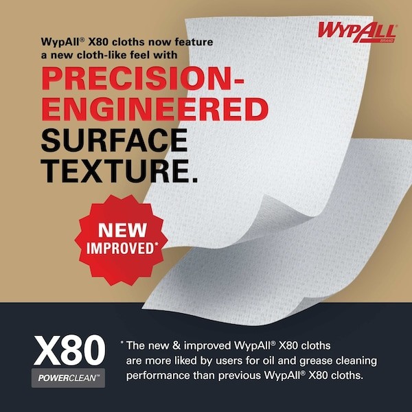Wypall 41044 Wypall Power Clean X80 Heavy Duty Cloths (41044), Brag Box, White, gallery