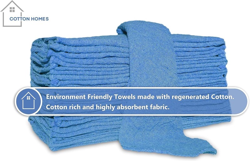 50 INDUSTRIAL SHOP RAGS / CLEANING TOWELS BLUE WITH 5 FREE SHOP TOWELS gallery
