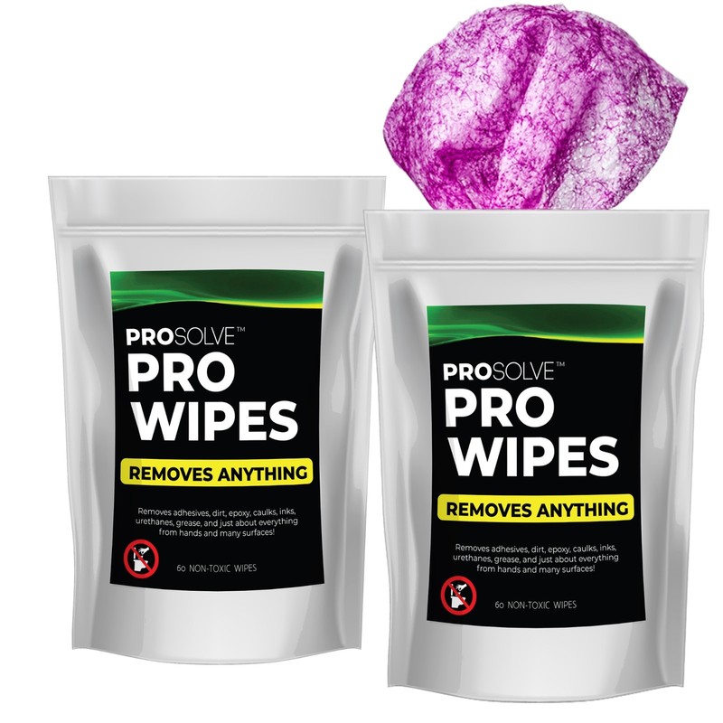 Prosolve Pro Wipes | Industrial Waterless Hand Wipes| 2 Bag (60 count each)