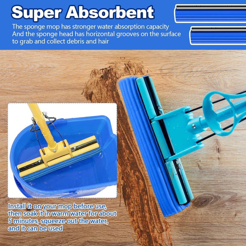 Willinglong 10 Pcs Roller Mop Refill Bulk Absorbent PVA Sponge Head Blue gallery