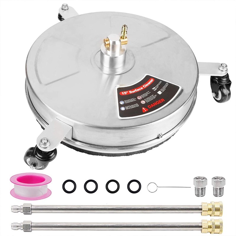 15″ Pressure Washer Surface Cleaner with 3 Wheels, Stainless Steel Power Broom