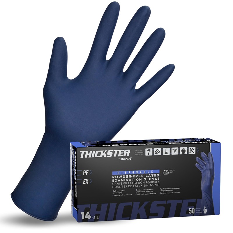 SAS Safety 6604-20 Thickster Powder Free Exam Grade Disposable Latex 14 Mil G...