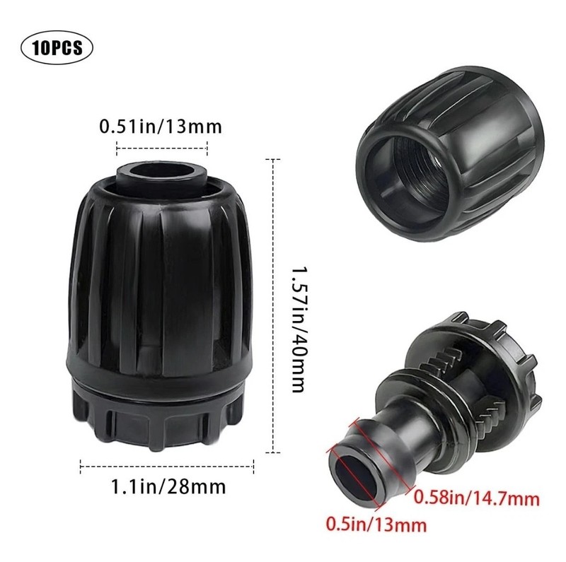 1/2 Inch Drip Irrigation Fittings End Caps, 10 Pack Plugs inch, Black gallery