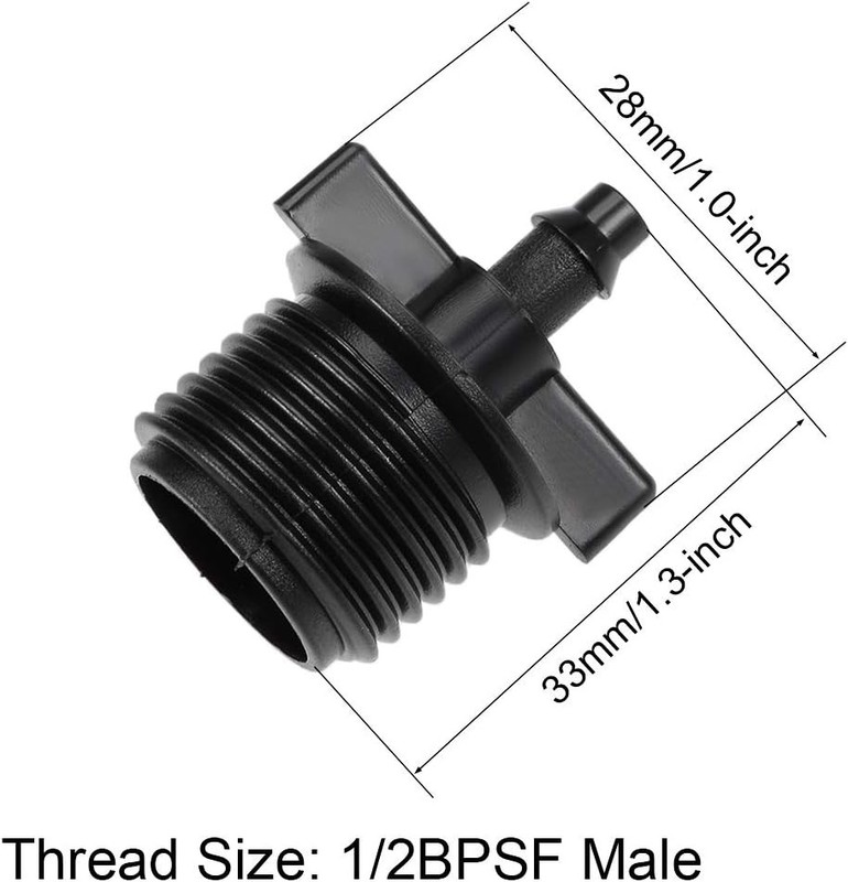 uxcell Barb Drip Pipe Connector 1/2 BSPF Male Thread 4/7mm Hose 4/7mm, Black gallery