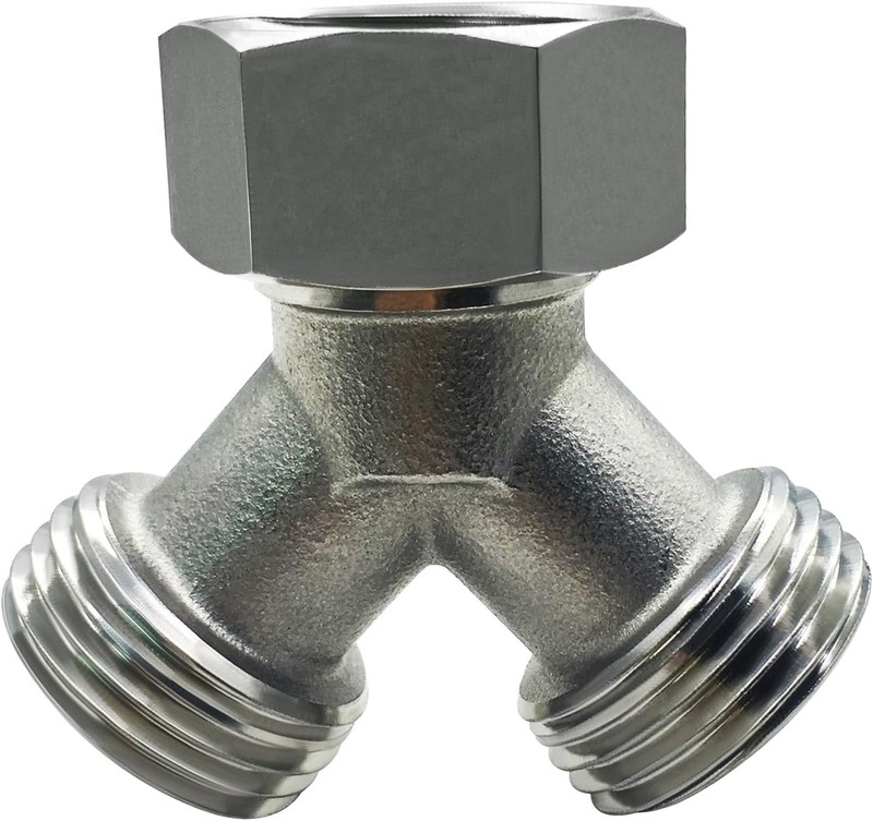 beduan Stainless Steel Garden Hose Splitter 2 Way Y Connector Heavy Silver