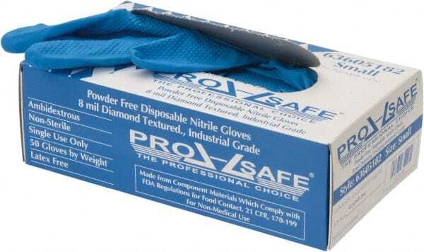 50 Pack PRO-SAFE 8 mil Diamond-Textured Disposable Nitrile Gloves: Size Small