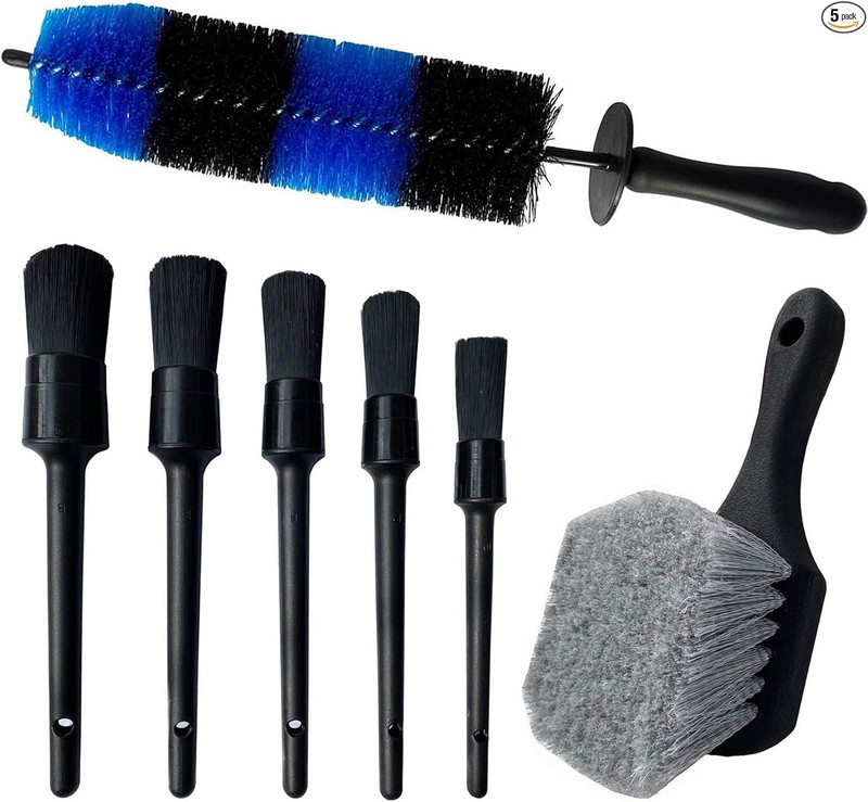 7Pcs Wheel & Tire Brush, Car Detailing Kit, 17inch Long Soft Wheel Color: Blue