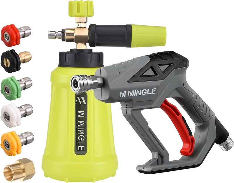 M MINGLE High Pressure Washer Gun Snow Foam Black, Green, Red, White, Yellow