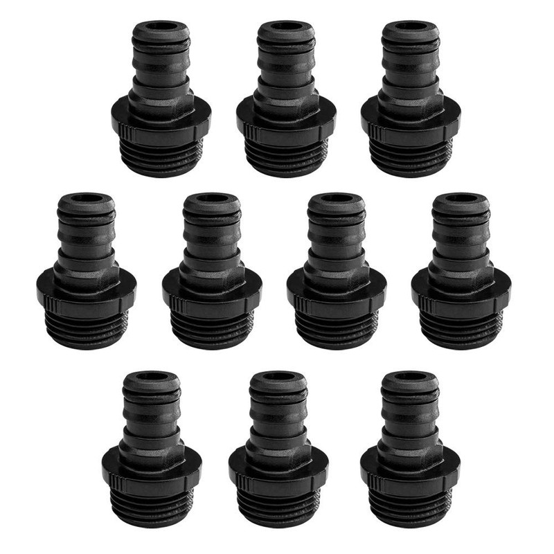10 Pack Plastic Garden Hose Quick Connect Fittings Male 0.75 inches, Black