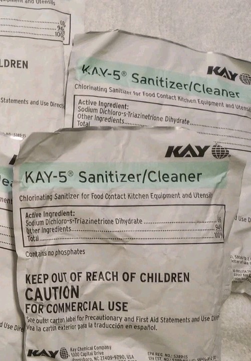 Lot of 2 Packets Kay 5 Sanitizer/Cleaner For Kitchen And Utensils (Each Is 6 oz)