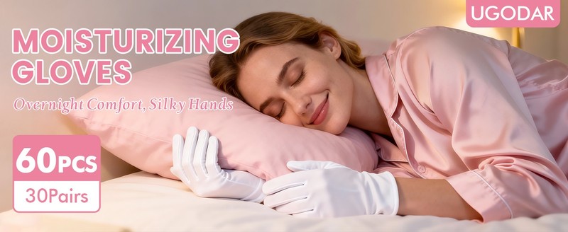 60 Pcs White Cotton Gloves for Dry Hands Sleeping, Soft Moisturizing gallery