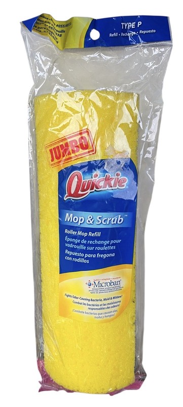 Quickie JUMBO Mop & Scrub Roller Mop Refill, Type P Fits Quickie Mop #055/#055B