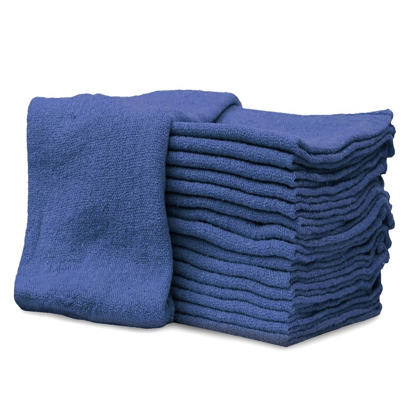 100 New Industrial A-Grade Shop Rags – Cleaning Towels Blue – Multipurpose Cloth