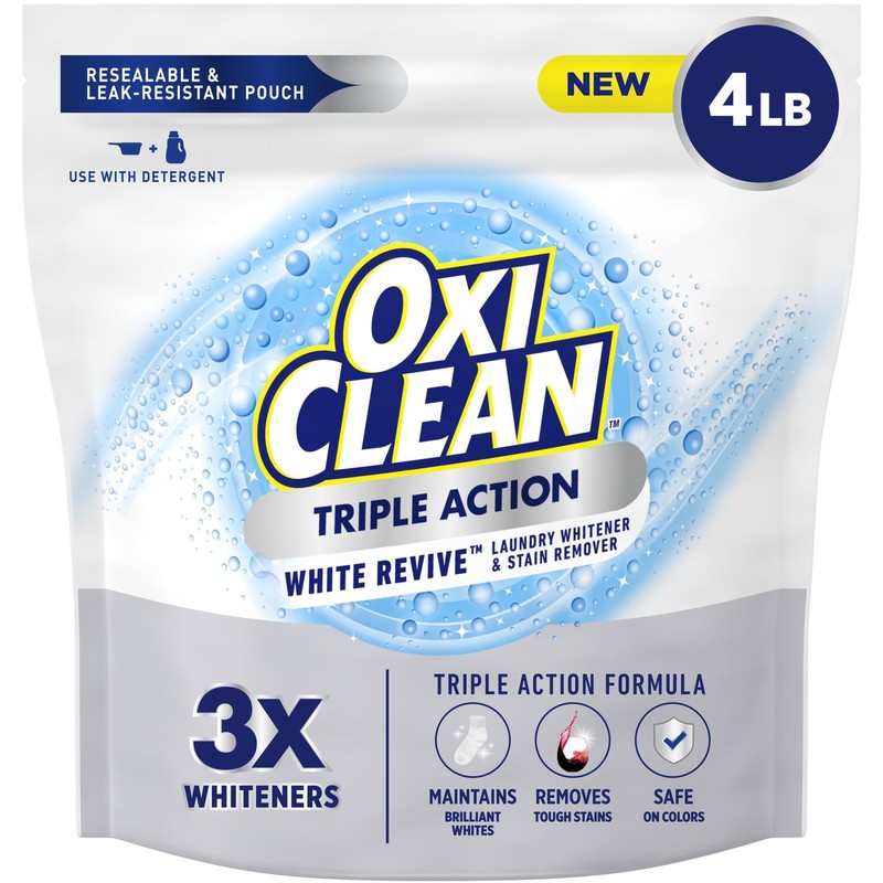 OxiClean Triple Action White Revive Laundry Whitener and 64 Ounce (Pack of 1)