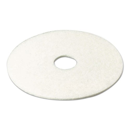 3M Low-Speed Super Polishing Floor Pads 4100, 13" Diameter, White, 5/Carton gallery