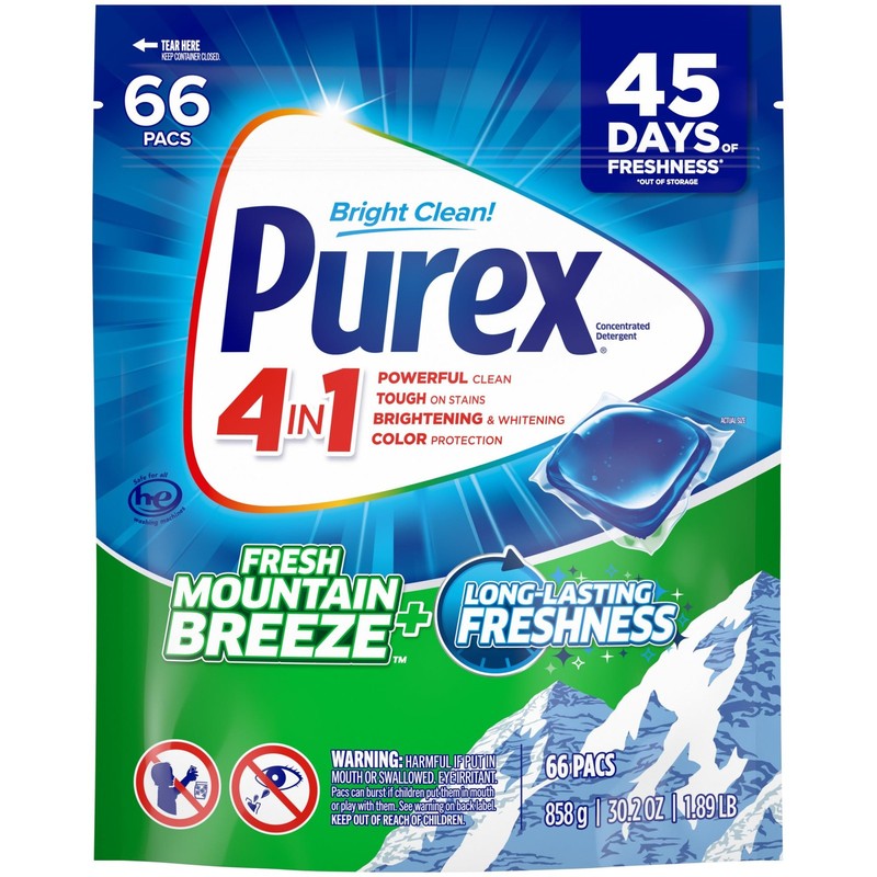 66-Count Purex Fresh Mountain Breeze Pre-Measured Laundry Detergent Pacs