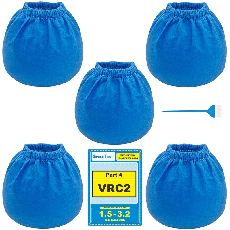 SpaceTent 5 Pack VRC2 Vacuum Filter for Vacmaster 1.5 to 3.2 Gallon and Blue