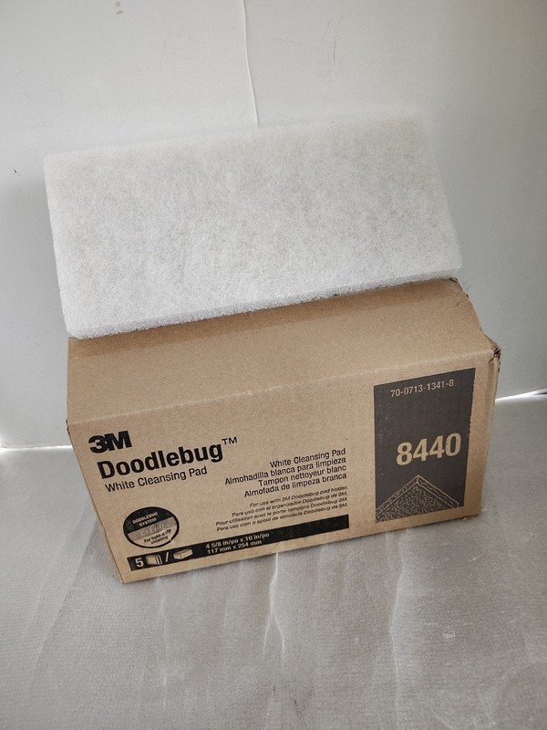 5 Pack 3M Doodlebug 8440 White Cleansing Pad light-duty cleaning 10”x 5” X 1”