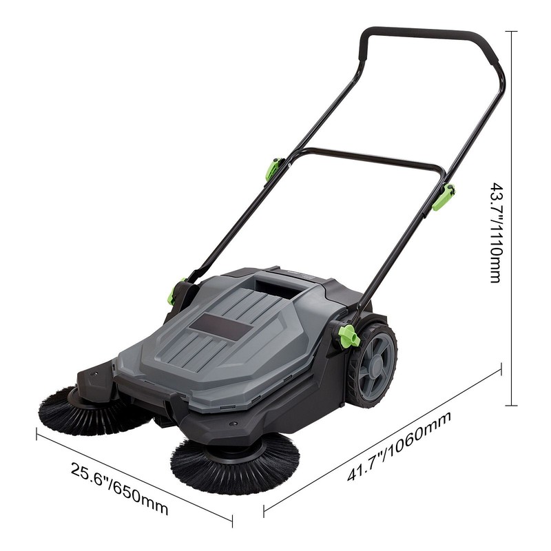 Walk-behind Hand Push Floor Sweeper, 25.6" Sweeping Width Floor Sweeper Manual N gallery