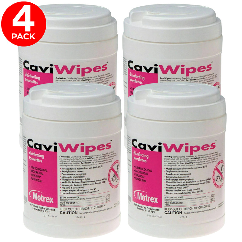 4x Metrex CaviWipes Towelettes Wipes Large 160ct Surface Cleaner – Exp 2027