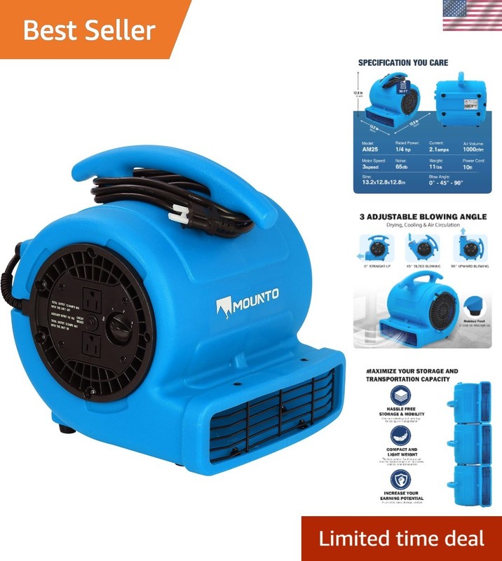 Blue Air Mover Carpet Dryer | High-Performance 1000CFM with Adjustable Speed