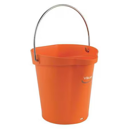 Vikan 56887 1 1/2 Gal Round Bucket, 9 19/32 In Dia, Orange,