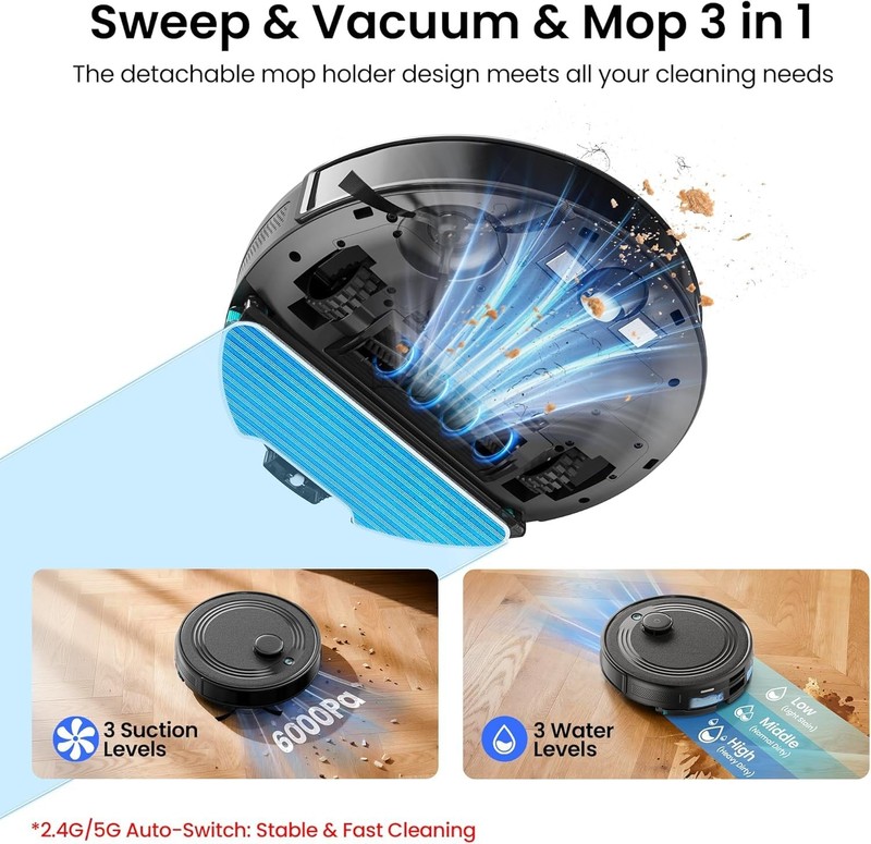 Lefant Lidar Robot Vacuum And Mop Combo75-Days Self-Emptying6000Pa Powerful gallery
