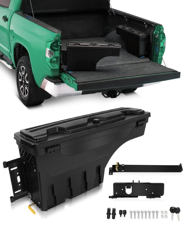 Left Side Truck Bed Tool Box for 2007-2020 Heavy Duty No-Drill Multi-Compartment