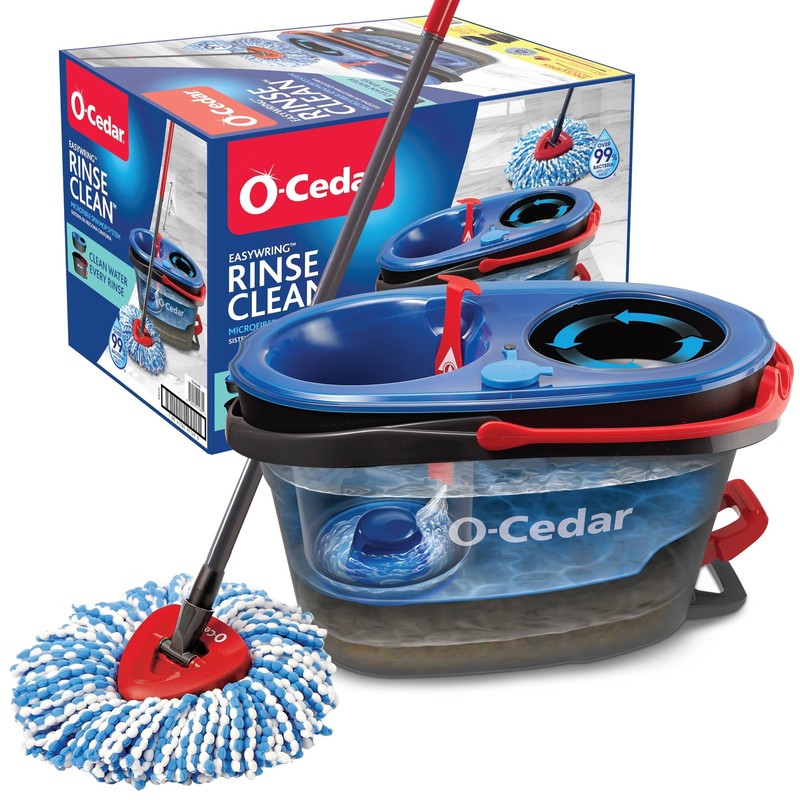 O-Cedar Rinseclean Spin Mop Bucket System Clean Clean Water Removes 99 Of