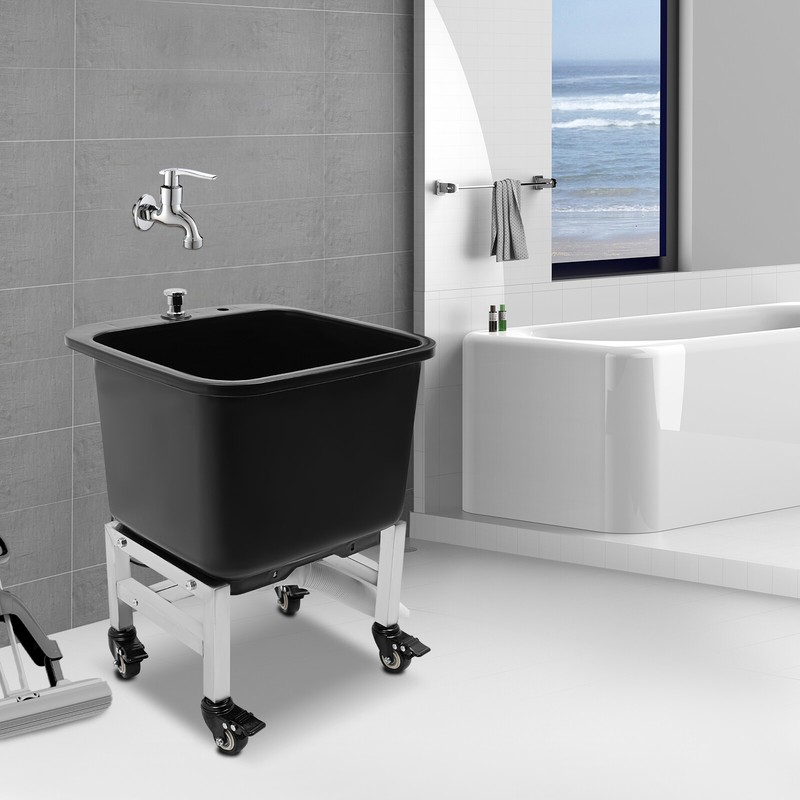 Freestanding Floor Mop Sink Plastic Mop Basin Household Mop Bucket with Wheels gallery