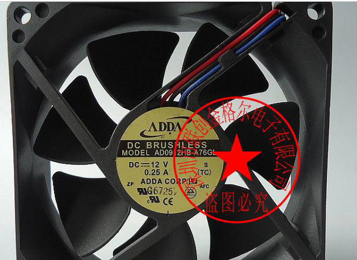 1pc new fan freeship AD0912HB-A76GL DC12V 0.25A ADDA 9025 9CM