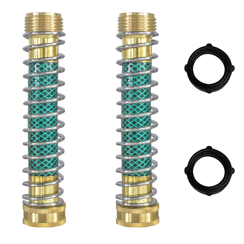 Hourleey Garden Hose Protector, Extension Adapter with Coil 2 Pack, Gold