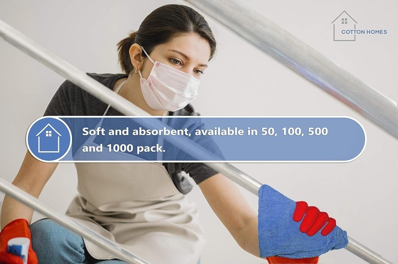 50 INDUSTRIAL SHOP RAGS / CLEANING TOWELS BLUE WITH 5 FREE SHOP TOWELS gallery