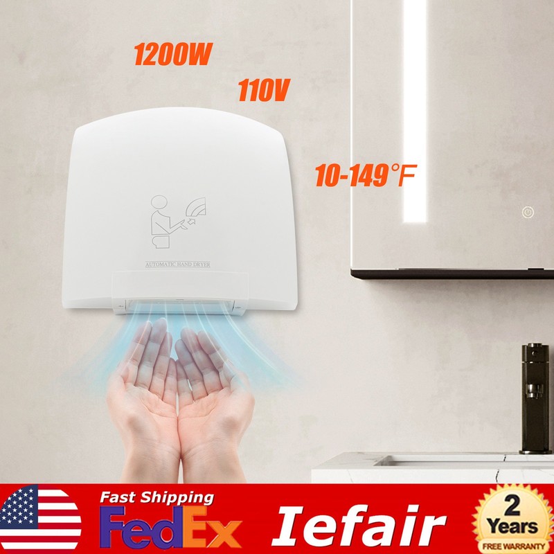 1200W Auto Electric Hand Dryer Commercial Compact Air Hand Dryer High Speed