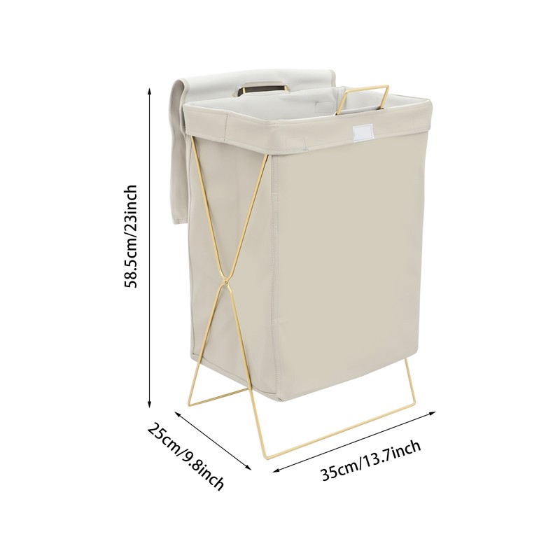 Gray + Gold Laundry Hamper X-Frame Laundry Basket, Dirty Clothes Basket w/Lid gallery