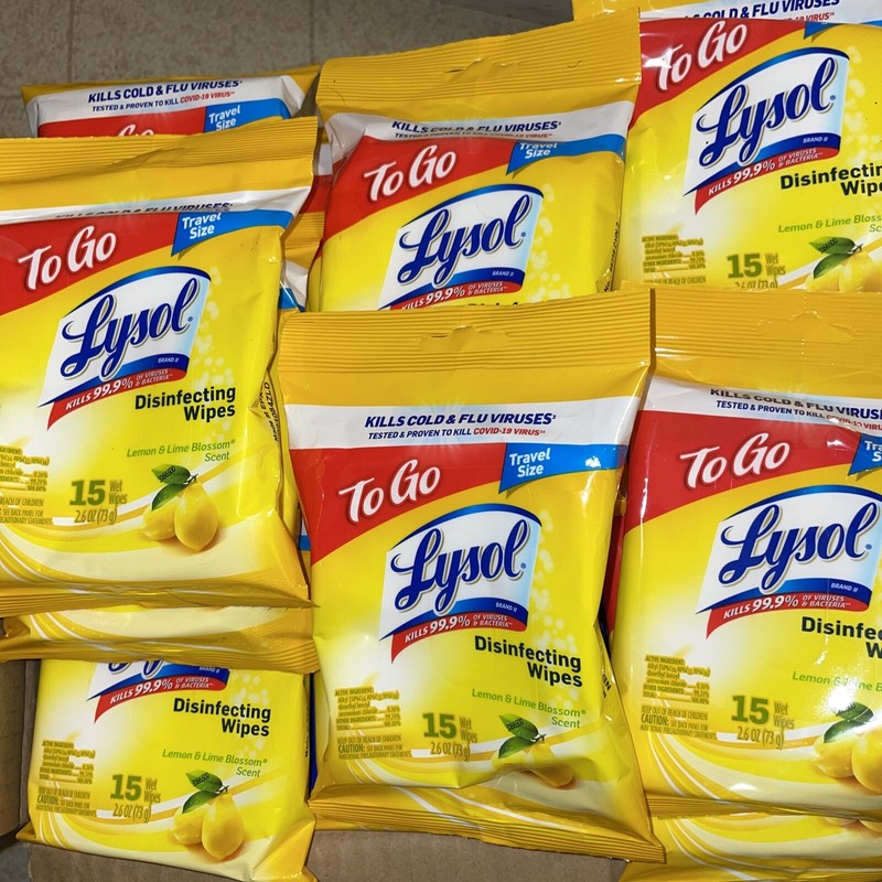 LOT OF 12 Lysol Wipes Travel Pack 15 count 15CT 15 CT PER PACK 12 PACKS