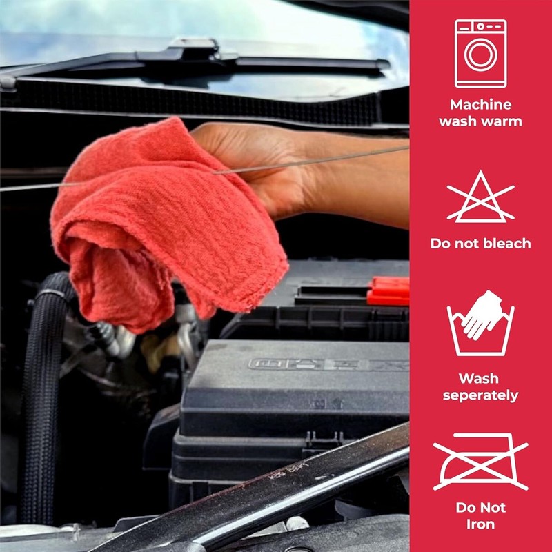 200 Pieces Red Shop Towel Large 15x15 Cleaning Rags, Fast Free Shipping, A Grade gallery