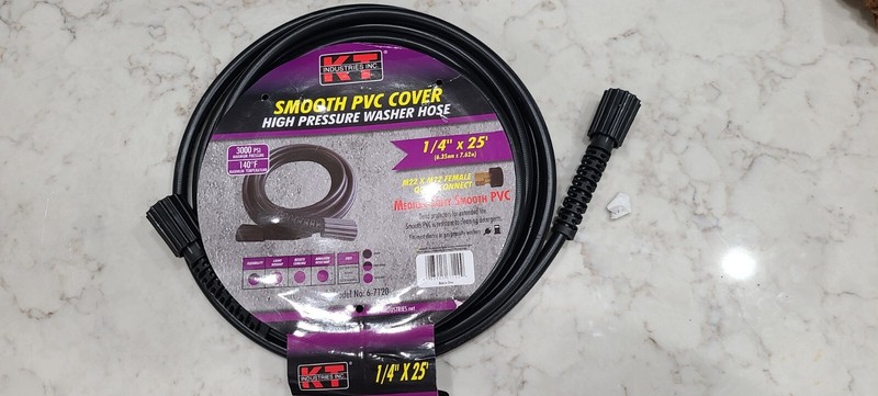 KT Industries 6-7120 1/4 x 25′ High Pressure Washer Hose w M22 Fittings 3000 PSI